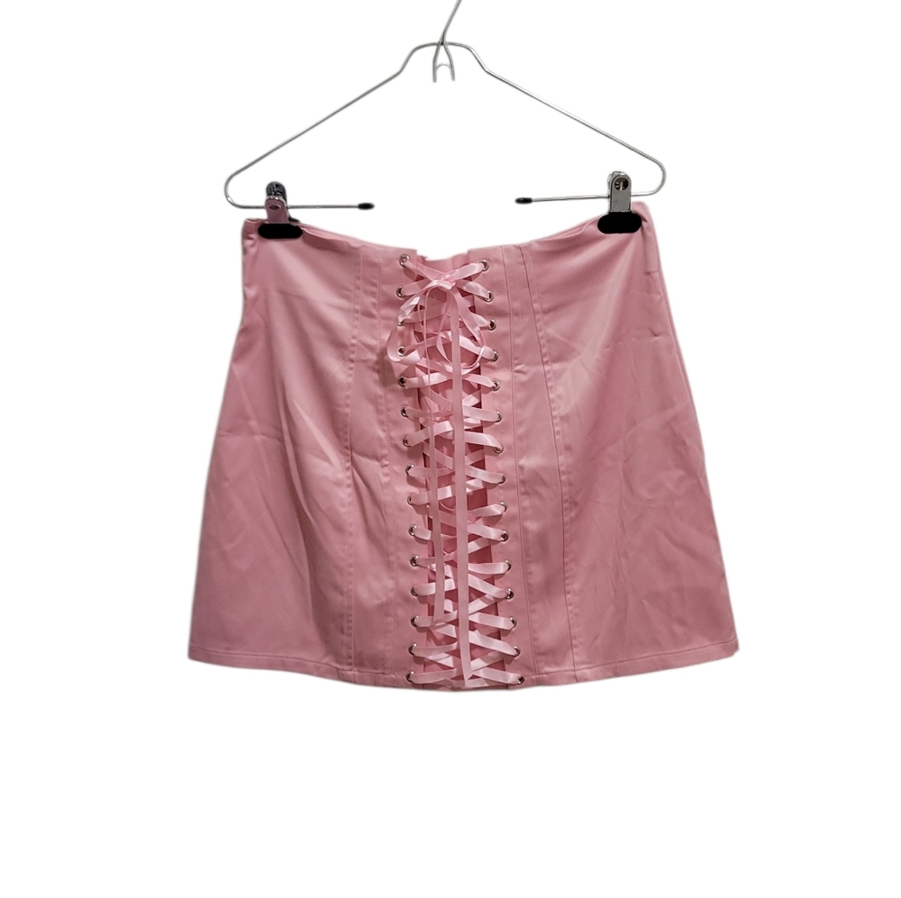 NWT Sugar Thrillz Pink Satin Tie Skirt